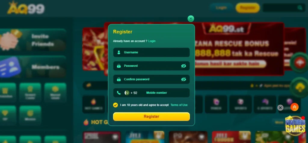 Aq99 register and login